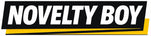 Logo of 'Novelty Boy' with a black and yellow design on a white background